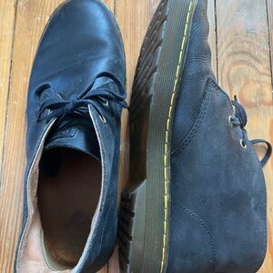 Dr. Martens Black Leather Derbys with Yellow Accents